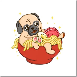 Little Pug and Ramen Posters and Art